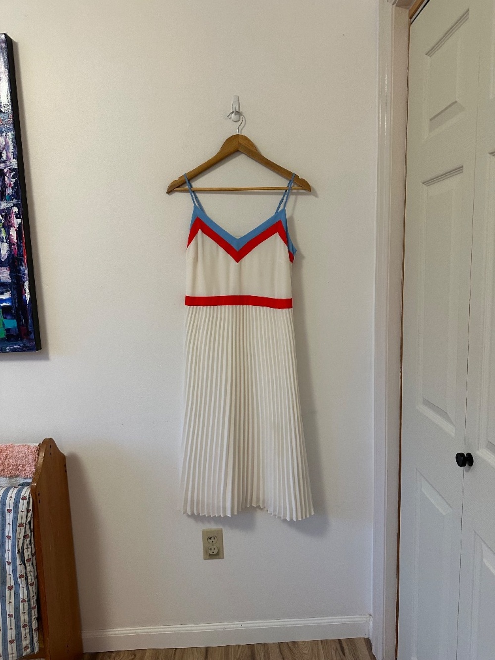 Banana Republic Ivory Pleated Colorblock Dress | Size 6